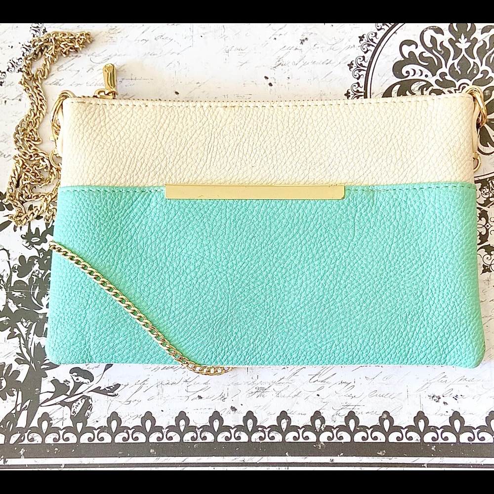 Teal and cream crossbody